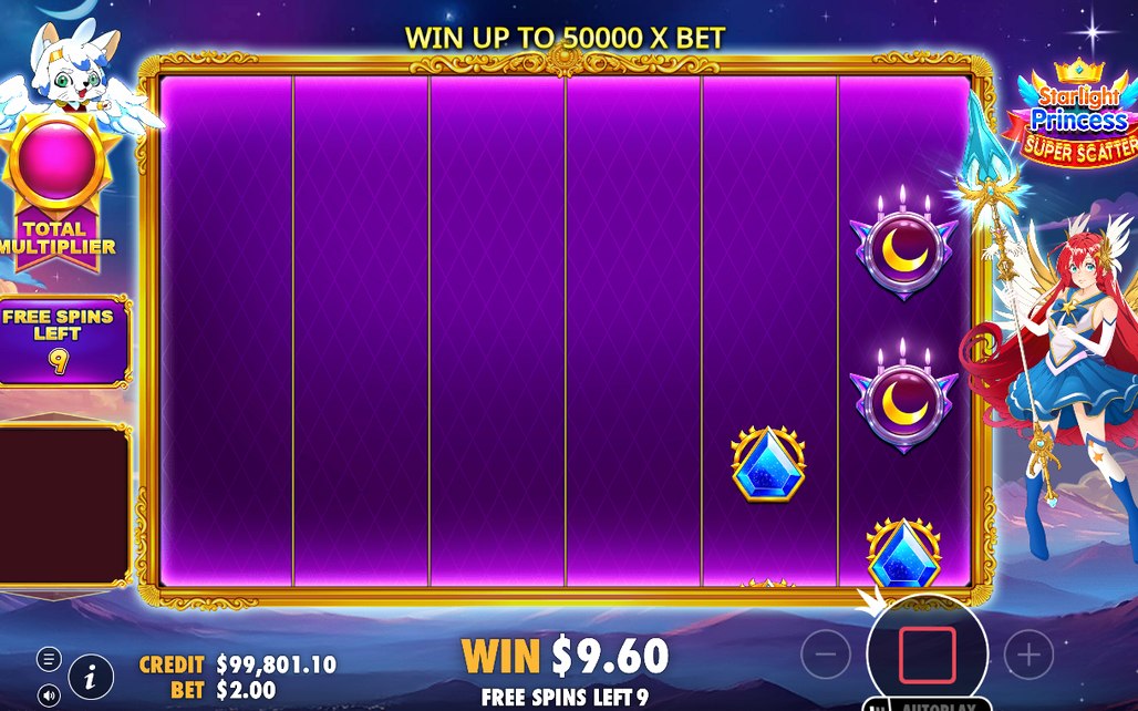 TOTAL MULTIPLIER-räknaren i Free Spins med spins kvar